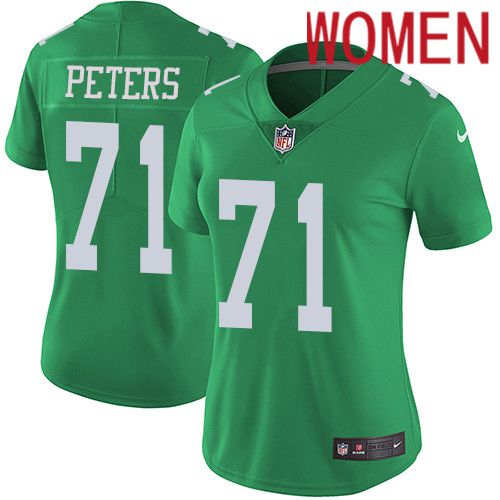 Women Philadelphia Eagles 71 Jason Peters Nike Green Vapor Limited Rush NFL Jersey